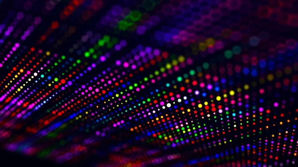 Lights background. Colored music wave. Digital technology background. Big data digital code. Futuristic dots background. 3D rendering