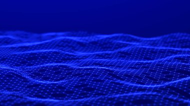 Veri teknolojisi çizimi. Noktaları ve çizgileri birleştiren soyut bir arkaplan. 3d oluşturma