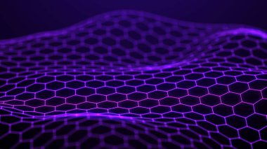 Geleceğin altıgen arka planı. Soyut teknoloji geçmişi. Teknoloji konsepti. Büyük veri. 3d oluşturma