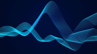 Parçacıkların soyut dijital dalgaları. Ses dalgası elemanı. Müzik için dengeleyici. Büyük veri görselleştirmesi. 3d illüstrasyon