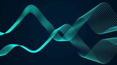 Parçacıkların soyut dijital dalgaları. Ses dalgası elemanı. Müzik için dengeleyici. Büyük veri görselleştirmesi. 3d illüstrasyon