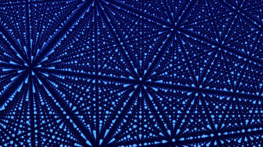 Parlayan parçacıkların olduğu soyut mavi desen. Dijital teknoloji geçmişi. Sunum tasarımı için fütürist zemin. 3B görüntüleme.