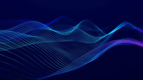 Futuristic Wave Dark Background Colored Pattern Connection Lines Technology Science — Stock Photo, Image