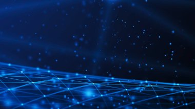 Ağ bağlantısı noktaları ve çizgileri. Teknoloji geçmişi. Arkaplan, duvar kağıdı, sunum, tasarım için desen. 3d oluşturma.