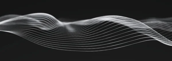 黑暗背景下的未来主义波浪 连接线的模式 技术或科学 背景图 — 图库照片