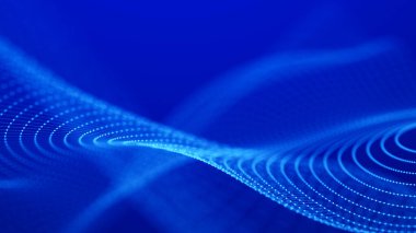 Soyut fütüristik dalga arka planı. Ağ bağlantısı noktaları ve çizgileri. Dijital yapı 3d oluşturma.