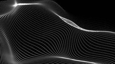 Dijital teknoloji geçmişi. Parlayan noktaların dinamik dalgası. Sunum tasarımı için fütüristik arka plan. 3d oluşturma.