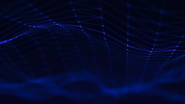 Soyut dijital bağlantı noktaları ve çizgileri. Teknoloji geçmişi. Ağ bağlantısı yapısı. Pleksus etkisi. 3d oluşturma