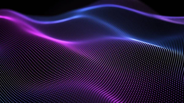 Futuristic Dots Pattern Dark Background Colored Music Wave Big Data — Stock Photo, Image