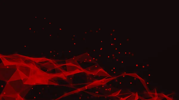 Czerwona Abstrakcyjna Wielokątna Przestrzeń Łączącymi Kropkami Liniami Mroczne Tło Struktura — Zdjęcie stockowe