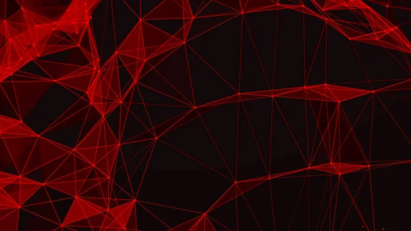 Röd Abstrakt Polygonal Utrymme Med Anslutande Prickar Och Linjer Mörk — Stockfoto