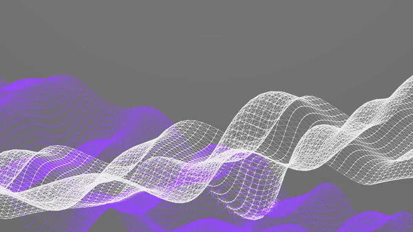 Абстрактний Футуристичний Хвильовий Фон Точки Лінії Єднання Мережею Цифровий Фон — стокове фото