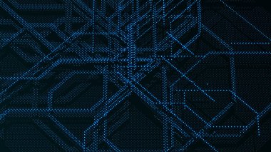 Gelecekçi matris parçacıkları. Soyut teknoloji geçmişi. Büyük veri dijital kodu. 3d oluşturma