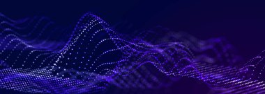 Dijital teknoloji geçmişi. Parlayan noktaların dinamik dalgası. Sunum tasarımı için fütüristik arka plan. 3d oluşturma.