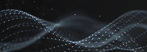 Karanlık Arka Planda Gelecek Dalgası Bağlantı Çizgileri Teknoloji Bilim Arkaplan — Stok fotoğraf