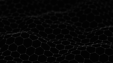 Geleceğin altıgen arka planı. Soyut teknoloji geçmişi. Teknoloji konsepti. Büyük veri. 3d oluşturma