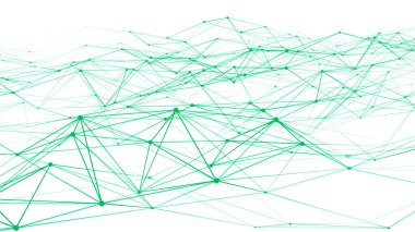 Noktaları ve çizgileri birleştiren çokgen beyaz arkaplan. Ağ bağlantısı yapısı. Pleksus efekti 3d oluşturma