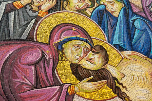 Jerusalem Izrael 2015 Detailní Záběr Mozaiky Ukončený Kříž Svatém Sepulcherovi — Stock fotografie