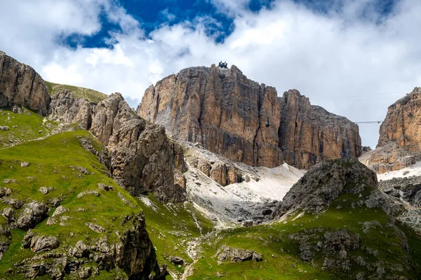 Teleférico Alto Até Topo Montanha Piz Boe Alpe Paisagem Verão — Fotografia de Stock