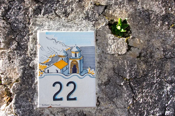 Amalfi Italien Januar 2015 Dekoratives Keramisches Zeichen Der Hausnummer Einer — Stockfoto