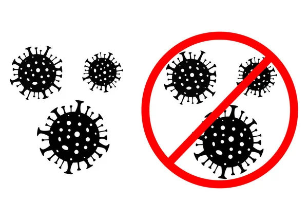 Koronavirüsü durdurun. Coronavirüs salgını. Coronavirus tehlikesi. Roman Coronavirus (2019-nCoV), soyut virüs türü modeli. Vektör illüstrasyonu.