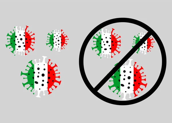 İtalya 'da Coronavirus. İtalya 'da koronavirüsü durdurun. Coronavirus tehlikesi. Roman Coronavirus (2019-nCoV), soyut virüs türü modeli.