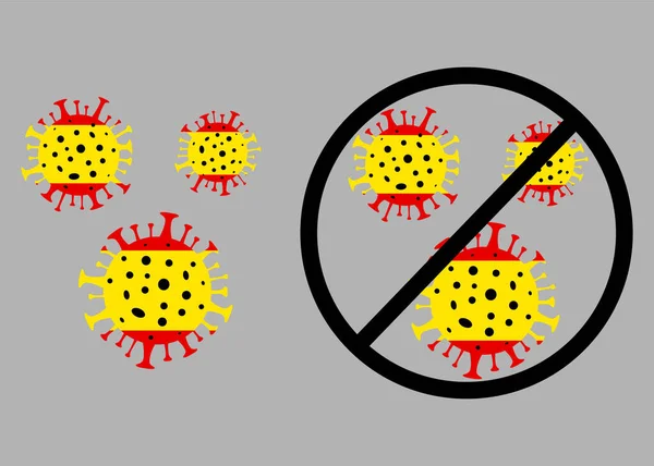 İspanya 'da Coronavirus. İspanya 'da koronavirüsü durdurun. Coronavirus tehlikesi. Roman Coronavirus (2019-nCoV), soyut virüs türü modeli.