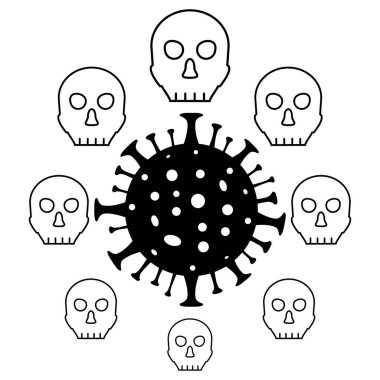 Coronavirus insanları öldürür. Covid-19. Vektör illüstrasyonu.