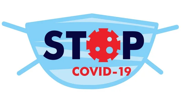 Ιατρική Προστατευτική Μάσκα Κείμενο Αυτό Σταματήσει Coronavirus Covid Διάνυσμα Απεικόνιση — Φωτογραφία Αρχείου
