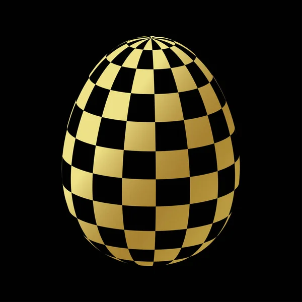 Pasqua Disegnato Mano Decorativo Decorativo Uovo Oro Isolato Sfondo Nero — Vettoriale Stock
