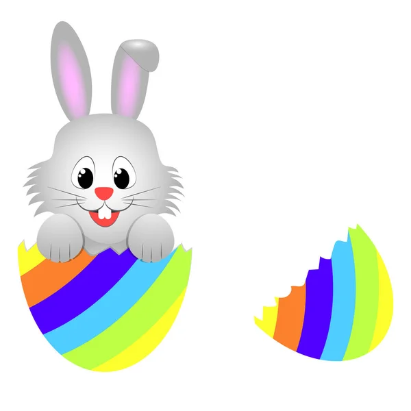 Пасхальная Открытка Овальной Рамкой Цветами Пасхальных Кроликов Цветными Яйцами Красочном — стоковый вектор