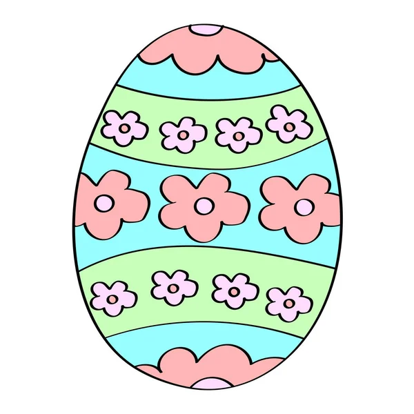 Pasqua Disegnato Mano Decorativo Uovo Ornato Isolato Sfondo Bianco Doodle — Vettoriale Stock