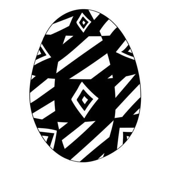 Decorato Uovo Pasqua Decorativo Elementi Doodle Vettoriali Bianco Nero Libro — Vettoriale Stock