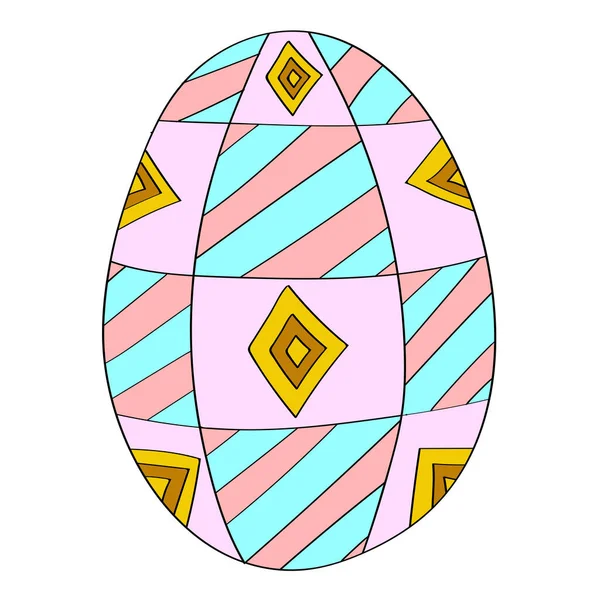 Huevo Ornamentado Decorativo Dibujado Mano Pascua Aislado Sobre Fondo Blanco — Vector de stock
