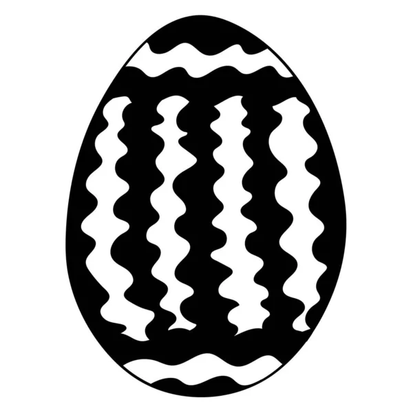 Decorated Decorative Easter Egg Vector Black White Doodle Elements Coloring — Stock Vector