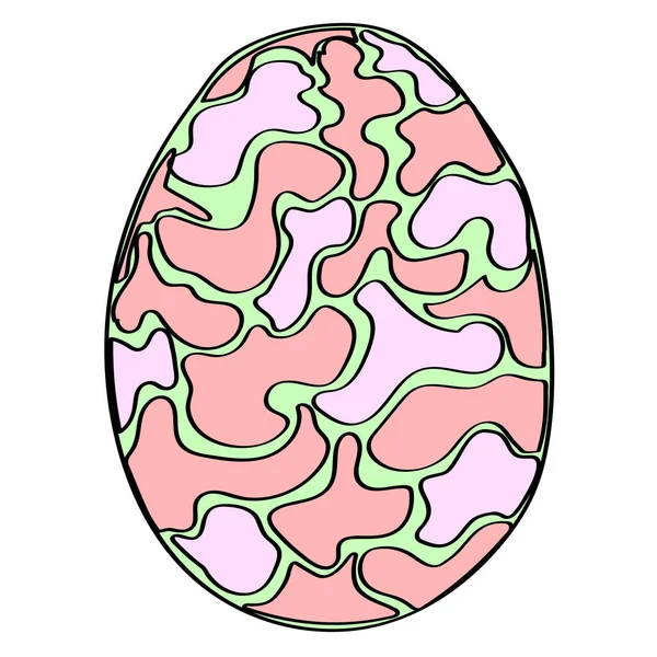 Pasqua Disegnato Mano Decorativo Uovo Ornato Isolato Sfondo Bianco Doodle — Vettoriale Stock