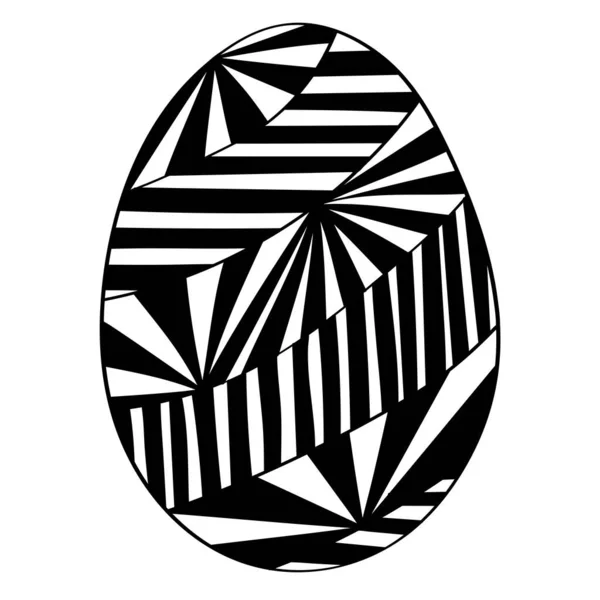 Oeuf Pâques Décoré Décoré Éléments Vectoriels Noir Blanc Livre Colorier — Image vectorielle