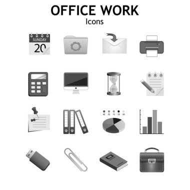 Ofis ve iş teması üzerine web simgeleri. Vektör seti