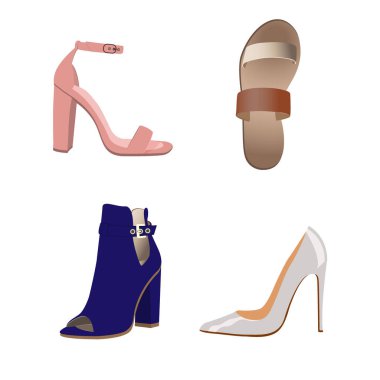 Bir çift şık kadın ayakkabısı. Vektör illüstrasyonu.