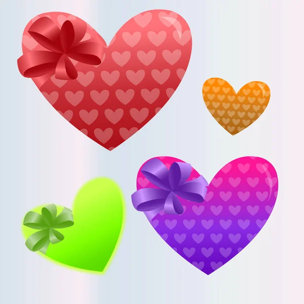 Set Multi Colored Hearts Vector Illustration — Stock Vector