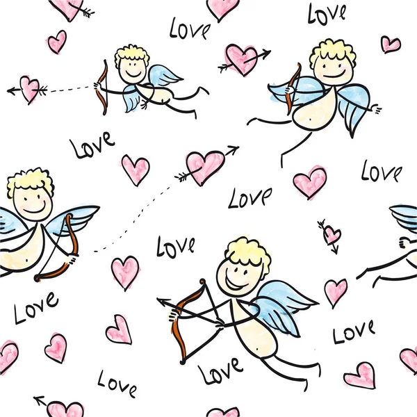 Imprimer Cupidons carte Saint-Valentin — Image vectorielle