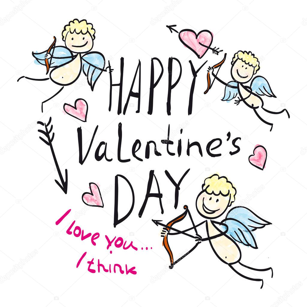 Print Valentine's Day card cupids