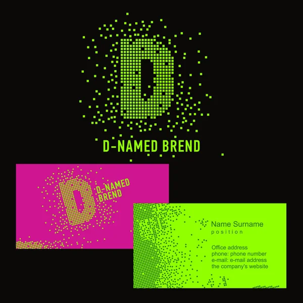 Carta de pixel D. Modelo D marca - Empresa. Identidade corporativa para a empresa na letra D: logotipo, cartão de visita. Logotipo criativo de pixels consiste em partículas letra D — Vetor de Stock
