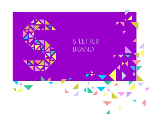 Логотип літери S Triangle. Креативний логотип для фірмового стилю компанії: літера S. Лист складається з яскравих частин, трикутників. Мозаїчний лист, калейдоскоп. Сучасний стиль. Геометрія . — стоковий вектор