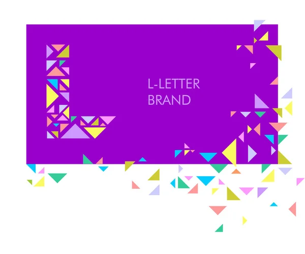 L 三角形の文字のロゴ。会社の企業アイデンティティのための創造的なロゴ:文字L。手紙は明るい部分、三角形で構成されています。モザイクの手紙 万華鏡モダンなスタイル。ジオメトリ. — ストックベクタ