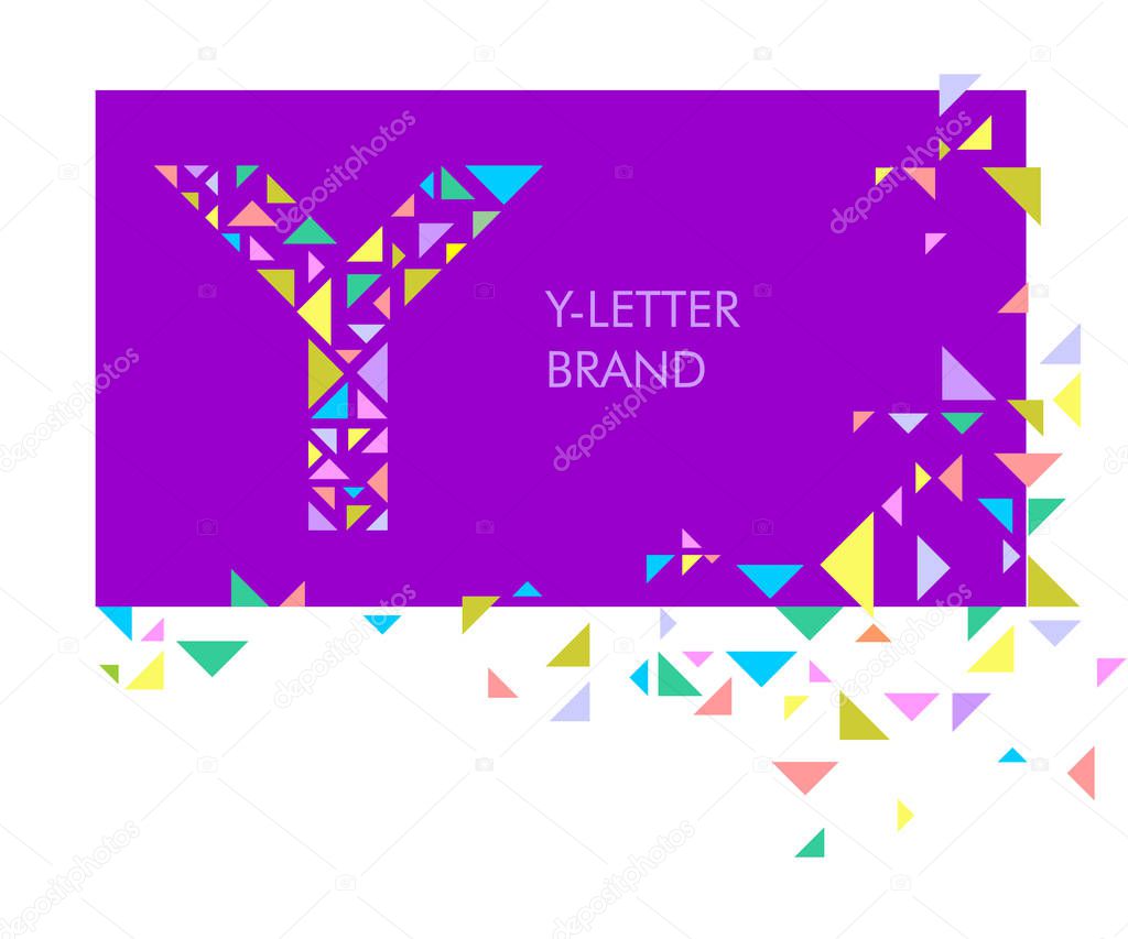 Y Triangle letter logo. Creative logo for the corporate identity of the company: the letter Y. The letter is made up of bright parts, triangles. A mosaic letter, a kaleidoscope. Modern style.  Geometry.