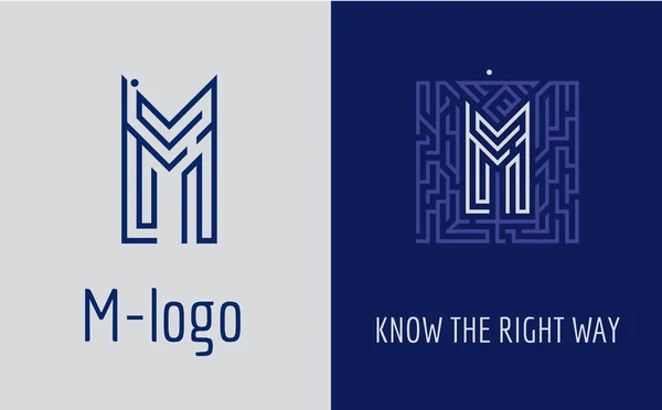 M Logo harf labirent. Şirketin kurumsal kimliği için yaratıcı logo: M harfi. Logo labirent, doğru yol seçimi, çözümler sembolize eder. Danışmanlık, finans, inşaat, yol şirketleri, görevler, eğitim okulları için uygundur.