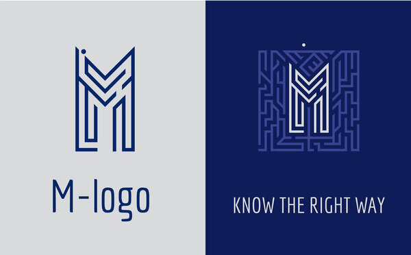 M Логотип письма лабиринт. Творческий логотип для фирменного стиля компании: буква M. Логотип символизирует лабиринт, выбор правильного пути, решения. Подходит для консалтинговых, финансовых, строительных, дорожных компаний, квестов, образовательных школ
.