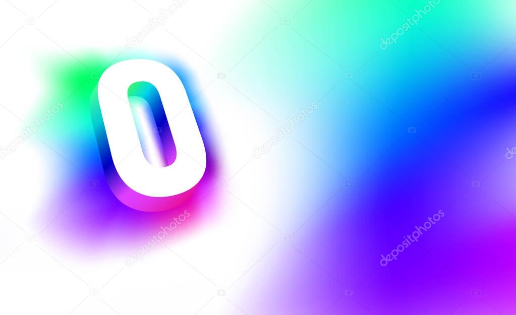 Glowing letters O. Abstract Letter O. Template of creative glow 3D logo corporate identity of company or brand name letter O. White letter abstract, multicolored, gradient, blurred background. Graphic design elements.