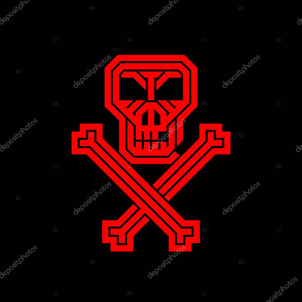 Pirate skull and bones. Abstract creative logo for the corporate identity of the company. A poster, leaflet for Halloween party, zombie party or music concert with skulls, emblem, icon,  label. Element of design.